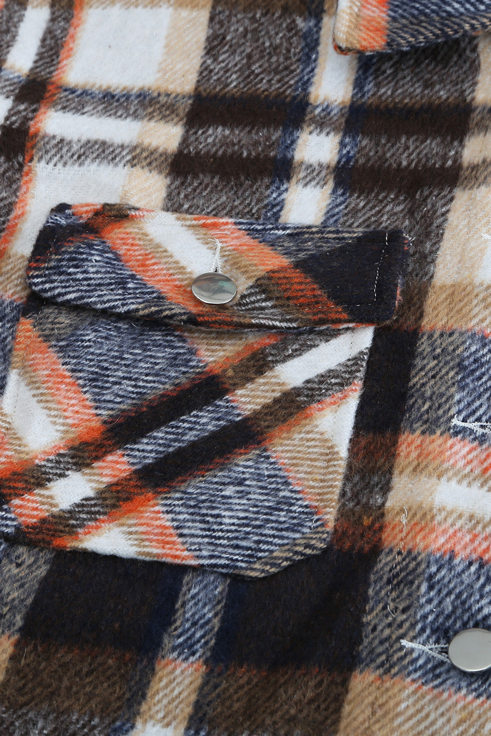 Brown Plaid Button Up Long Sleeve Flannel Shacket Shewin