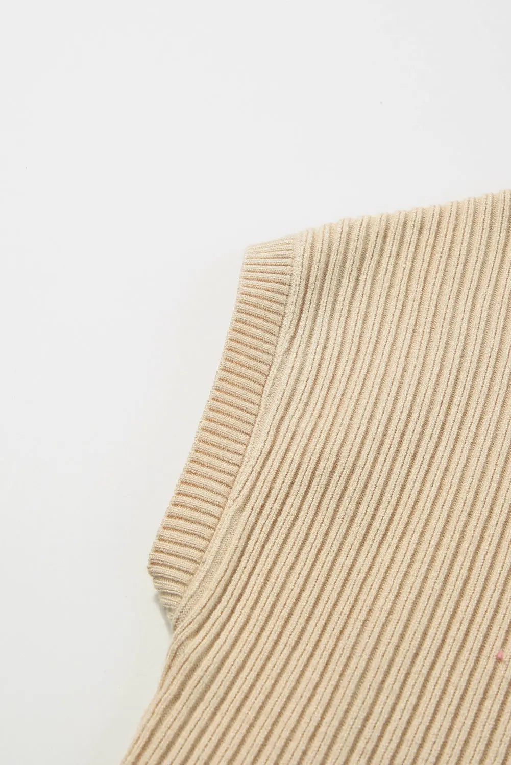 Gold Flame Patch Pocket Ribbed Knit Short Sleeve Sweater Shewin