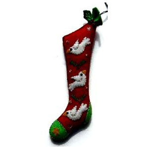 5.5" Red Stocking w/3 White Pigeons Quirks!