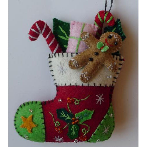 5" Red Stocking w/Gifts & Gingerbread Quirks!