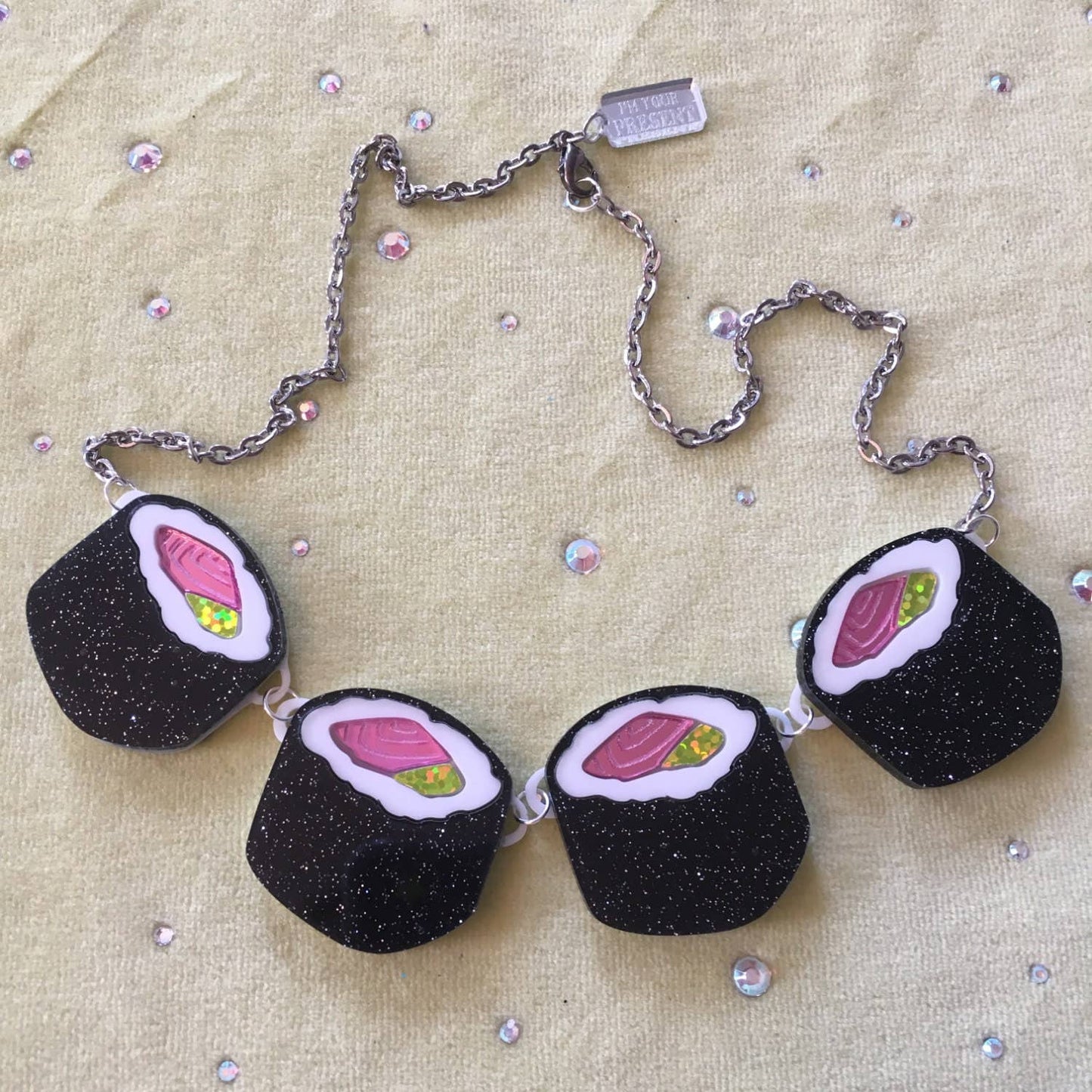 Glitter Sushi Roll Statement Necklace Quirks!