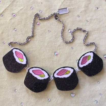 Glitter Sushi Roll Statement Necklace Quirks!