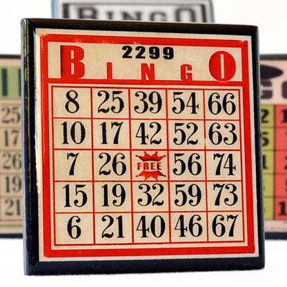 Bingo!  Vintage Bingo Card Coaster Set Quirks!