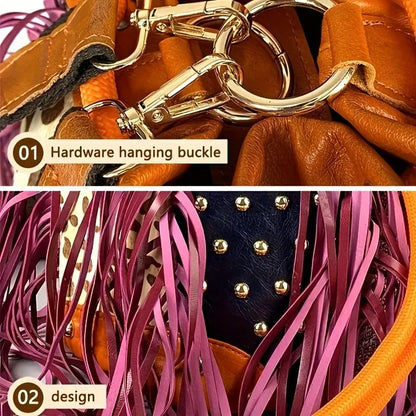 Cross-body Bohemian Cowhide Hanging Bucket Bag DSers
