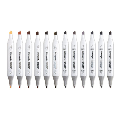 Double-Ended Alcohol Markers - 12 Neutral Colors