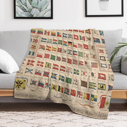 Vintage Flags of The World Chart Throw Blanket