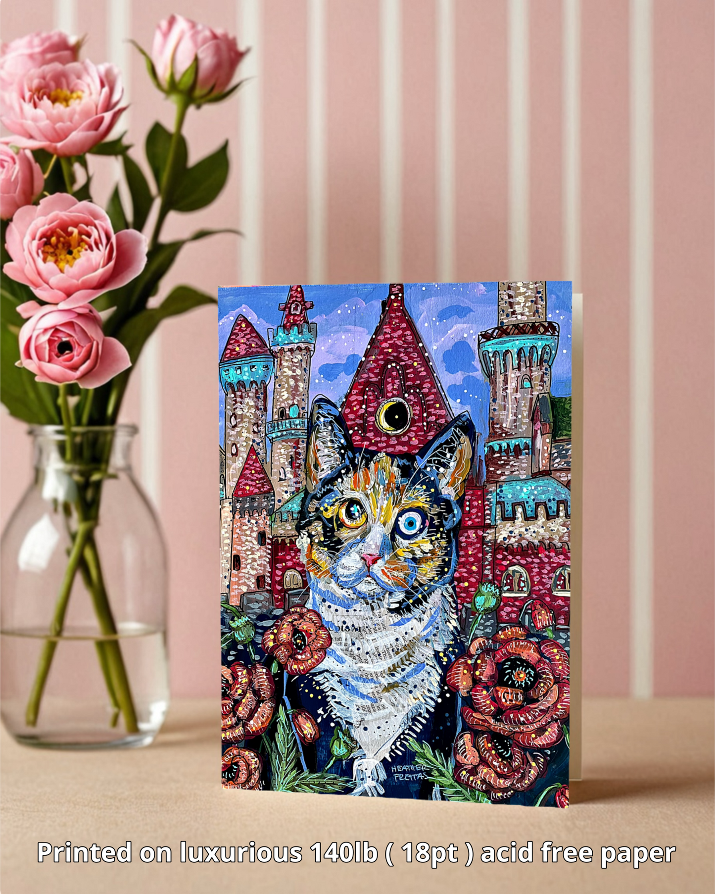 Poppy Castle Cat - Greeting Card / Fine Art Print