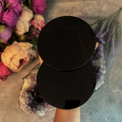 5 3/4 Inch Black Obsidian Mirror, Crystal Scrying