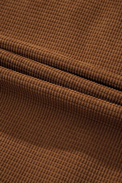 Brown Textured Flap Pocket Drop Shoulder Shacket Shewin