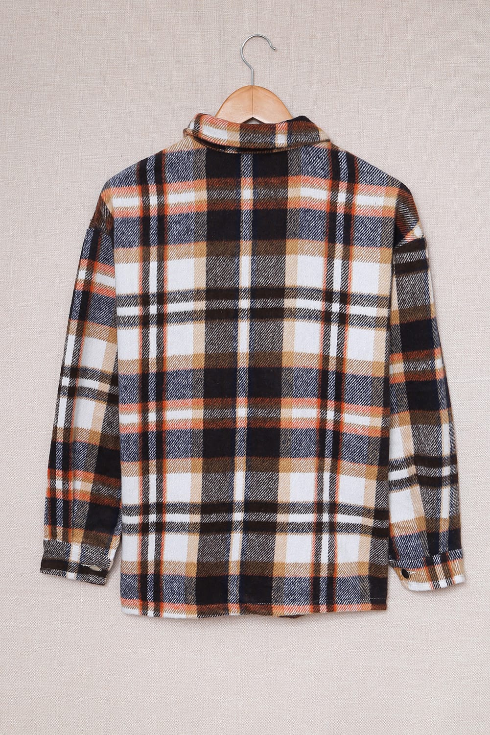 Brown Plaid Button Up Long Sleeve Flannel Shacket Shewin