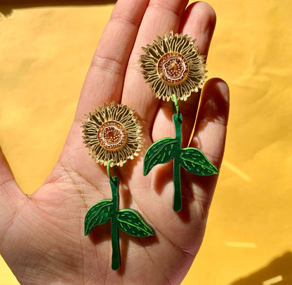 Sunflowers Acrylic Statement Earrings Quirks!
