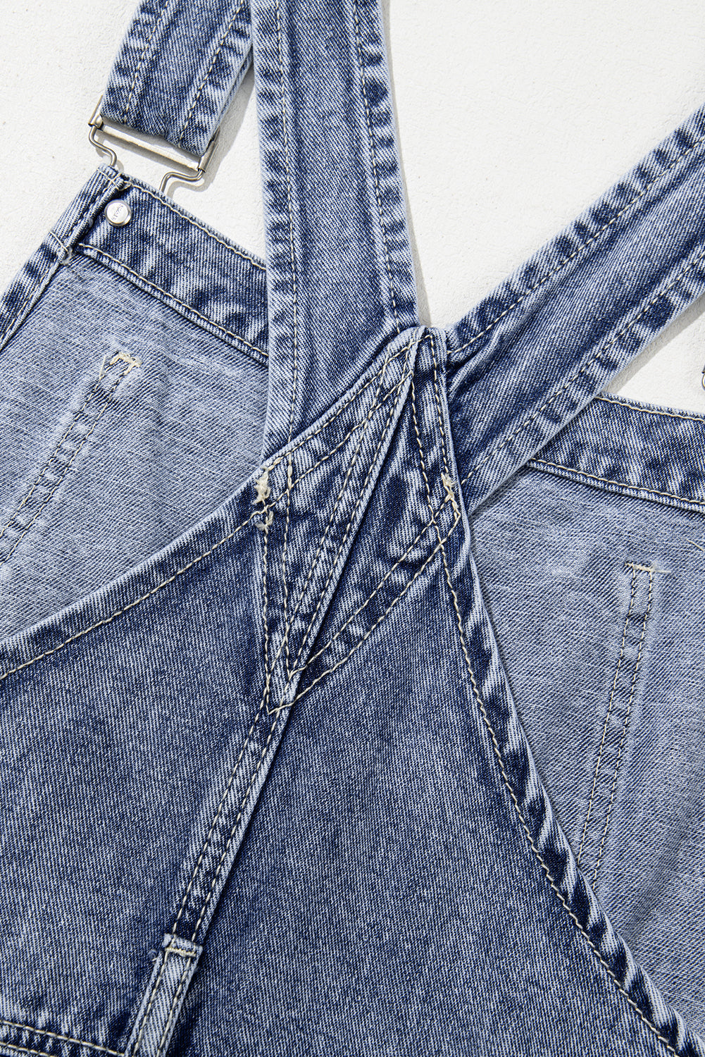 Sail Blue Straight Leg Pockets Denim Bib Overall Shewin