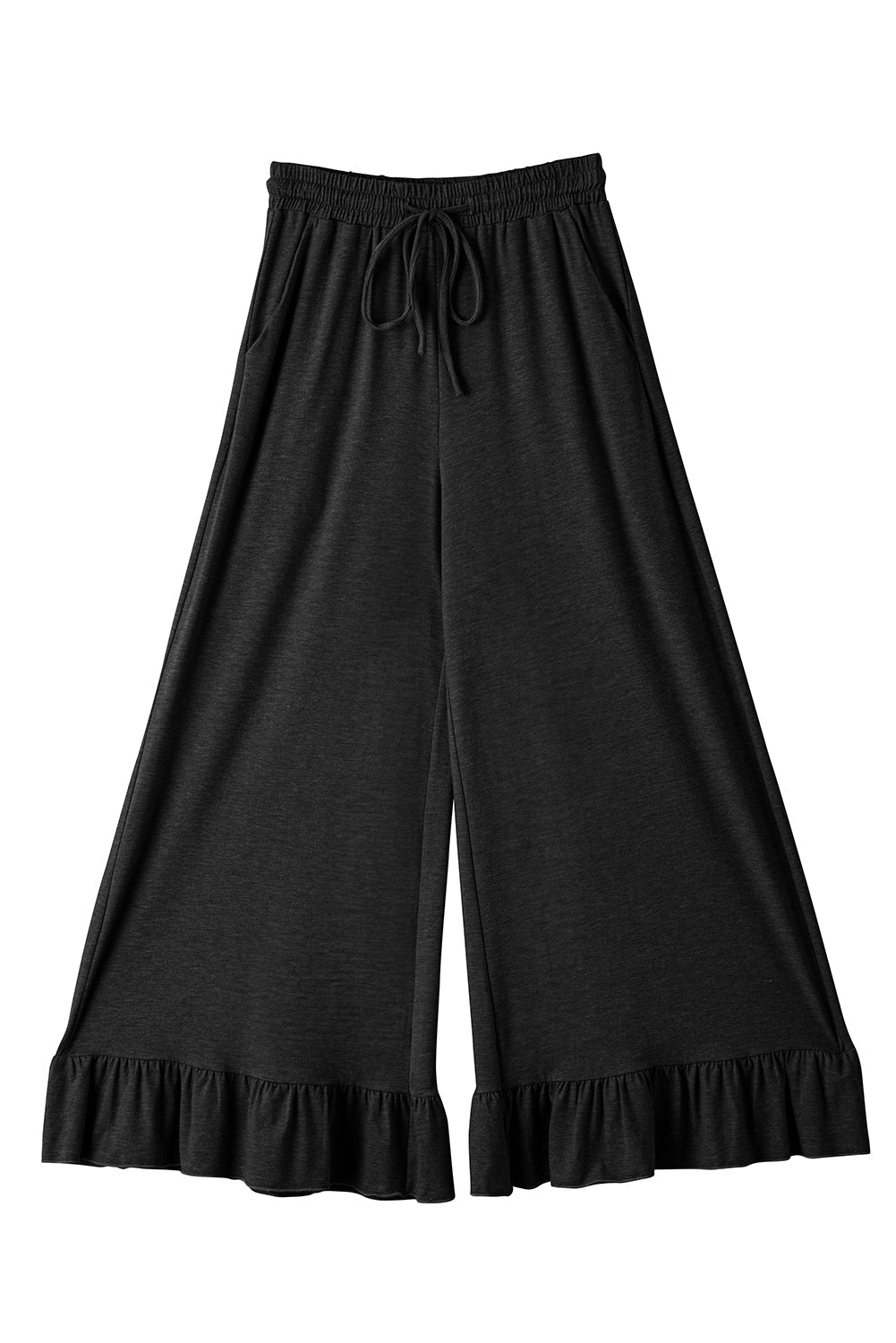 Dune Solid Color Ruffle Hem Wide Leg Pants Shewin