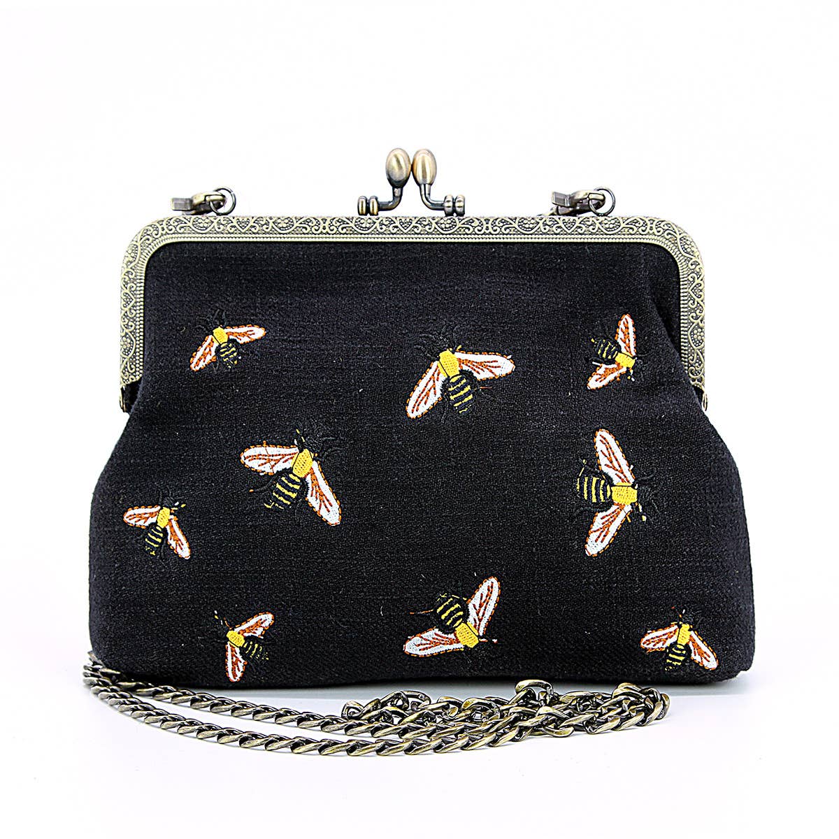 Bees Kisslock Handbag: Black Quirks!