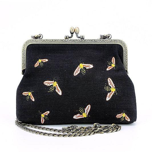 Bees Kisslock Handbag: Black Quirks!