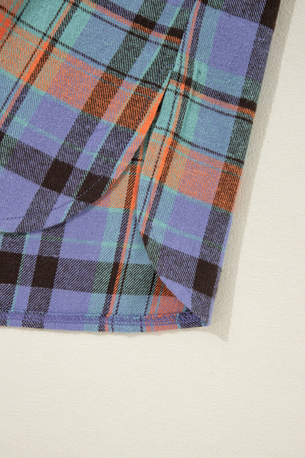 Orange Plaid Print Pocket Loose Shirt Shewin