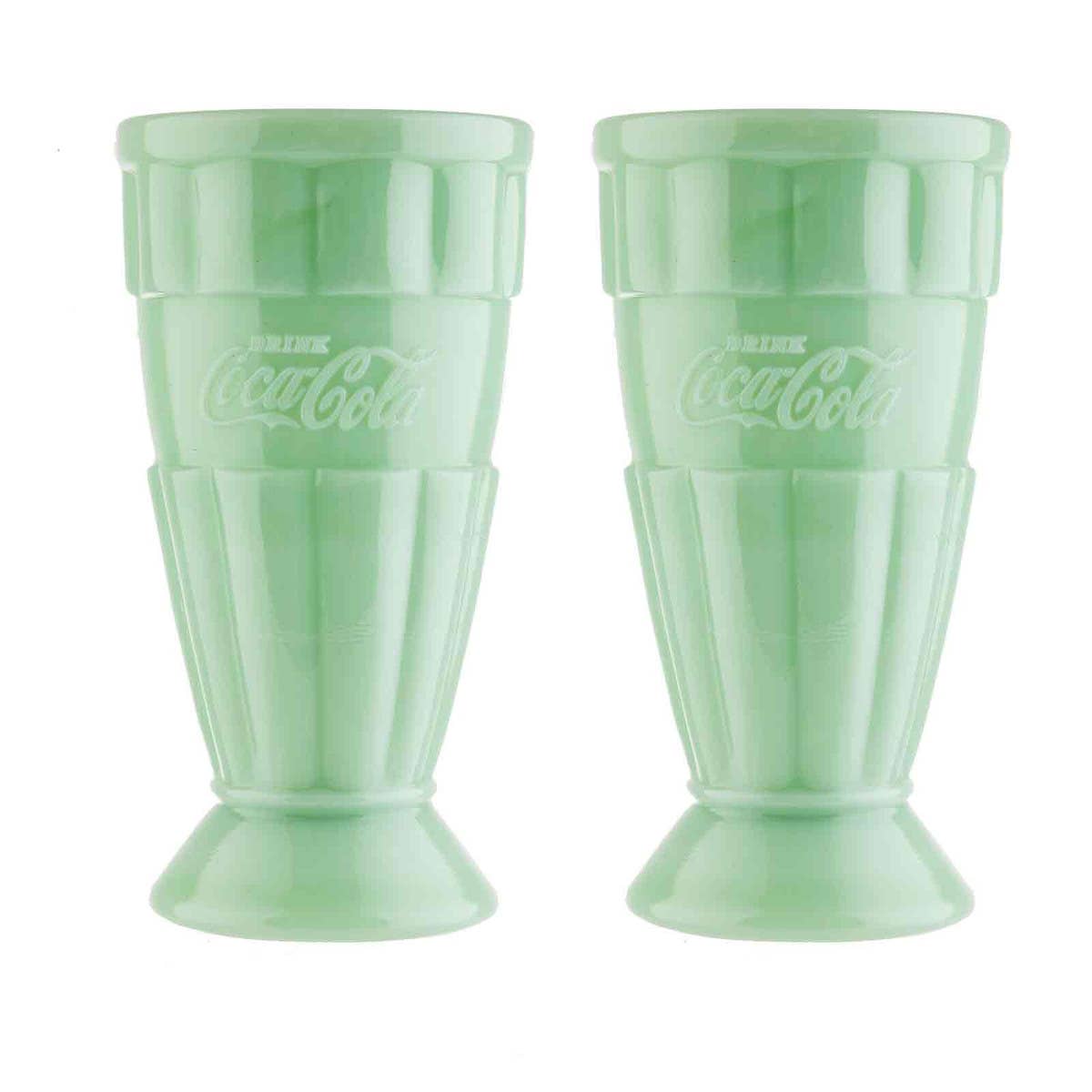 Coca-Cola Jadeite Malt Tumbler, 16 oz Set of 2, Jadeite Glass Quirks!
