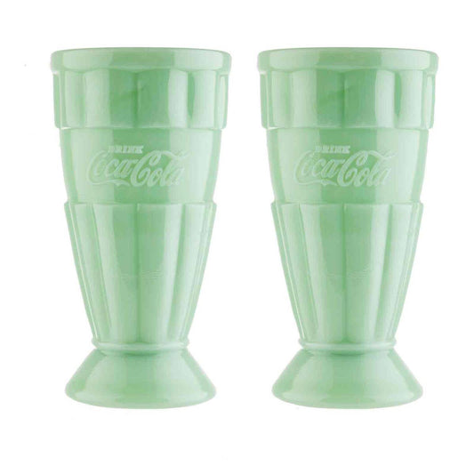Coca-Cola Jadeite Malt Tumbler, 16 oz Set of 2, Jadeite Glass Quirks!