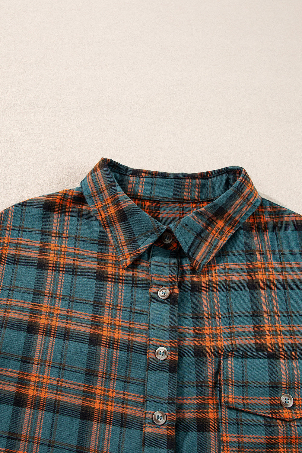Green Plaid Long Sleeve Collar Shirt Shewin