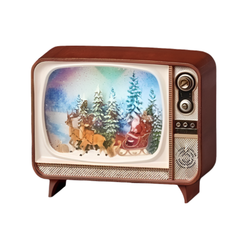6.75" Lighted Swirl Retro TV Santa Quirks!