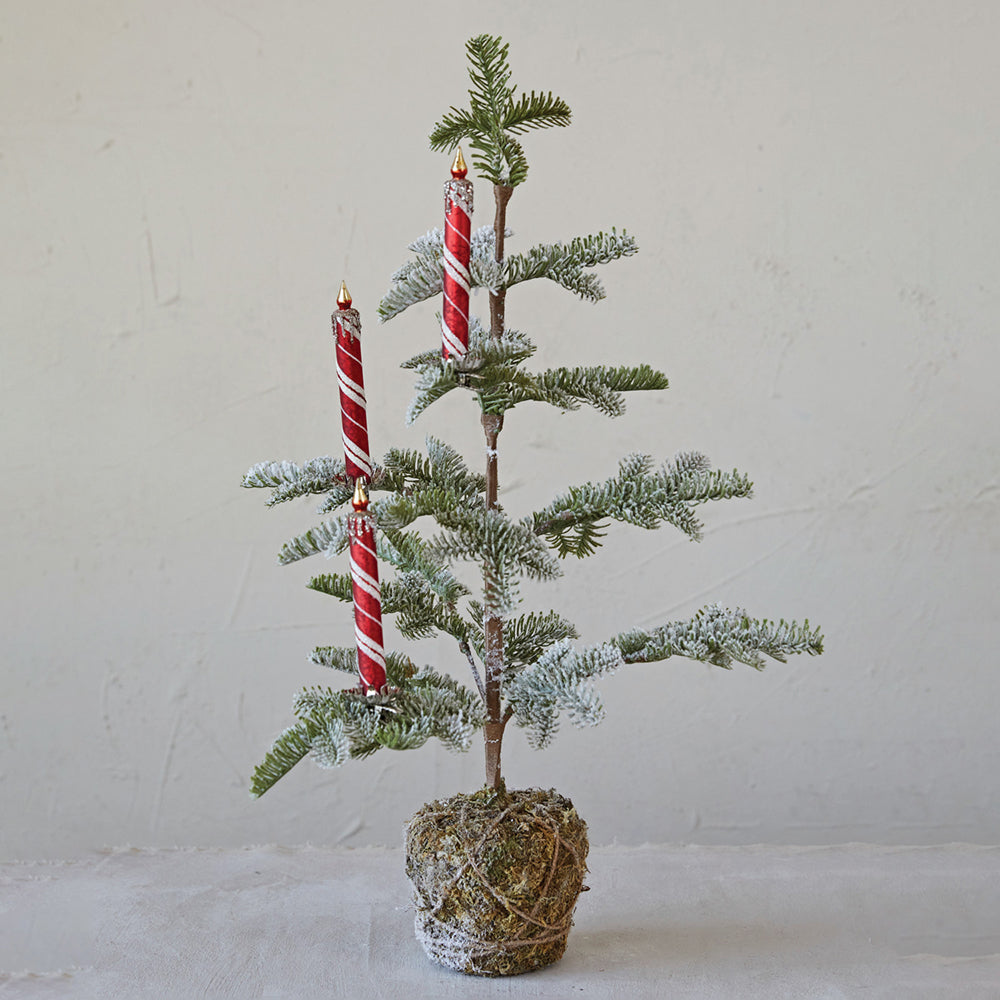 6"H Glass Candle Clip-on Ornaments w/ Glitter, Red & White, Set of 3 Quirks!