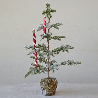 6"H Glass Candle Clip-on Ornaments w/ Glitter, Red & White, Set of 3 Quirks!