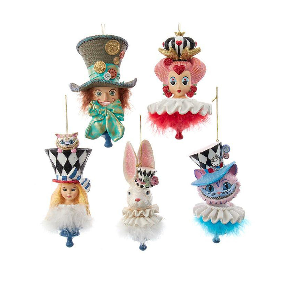 6" Holly Hats™ Alice In Wonderland Hat Ornament Set, 5 Piece Set by Kurt Adler