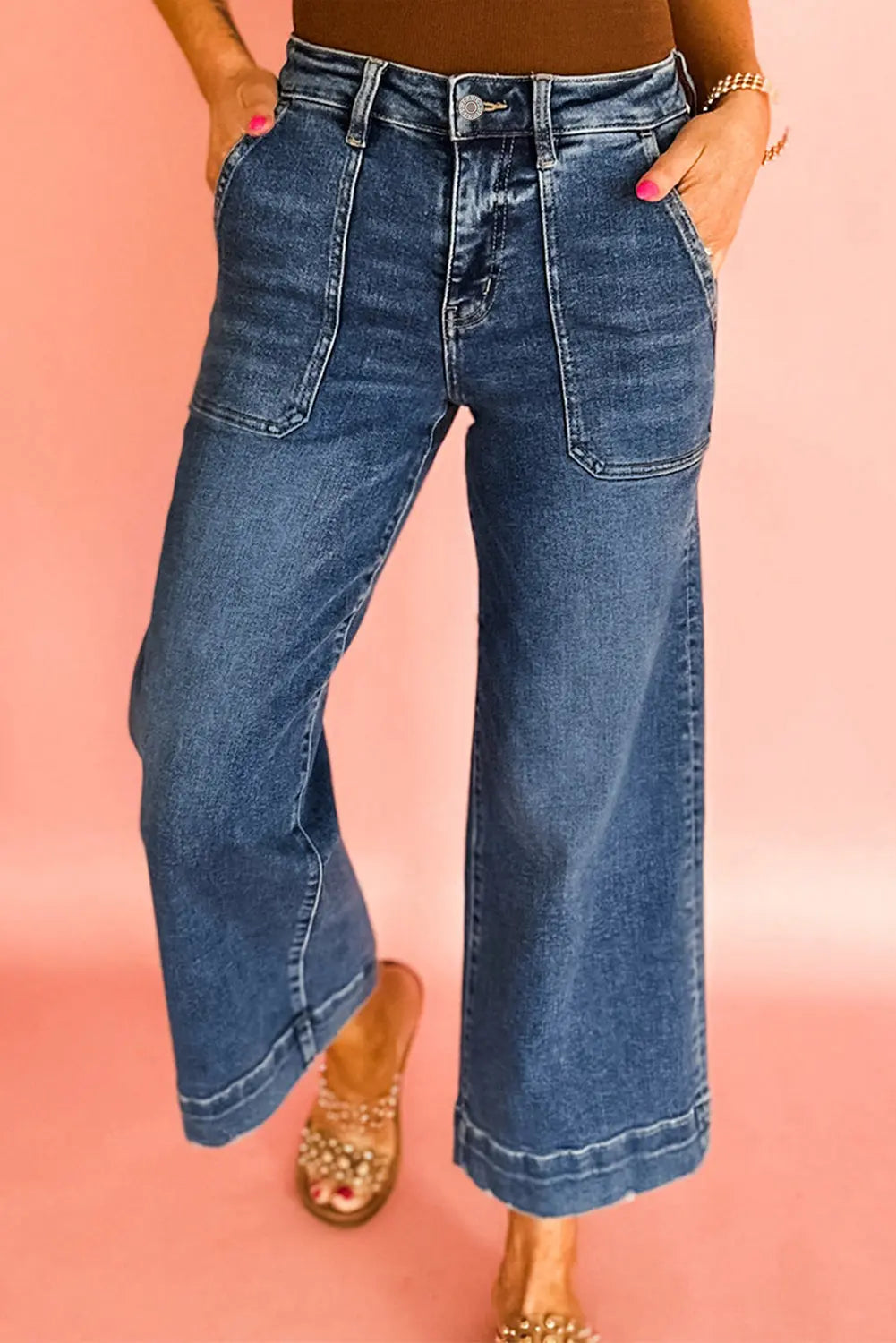 Breen Cropped High Rise Wide Leg Jeans Shewin
