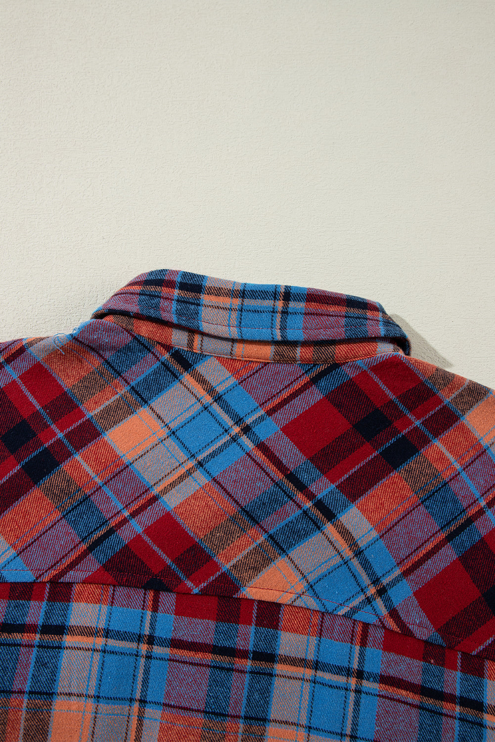 Red Plaid Print Drop Sleeve Loose Shirt Shewin