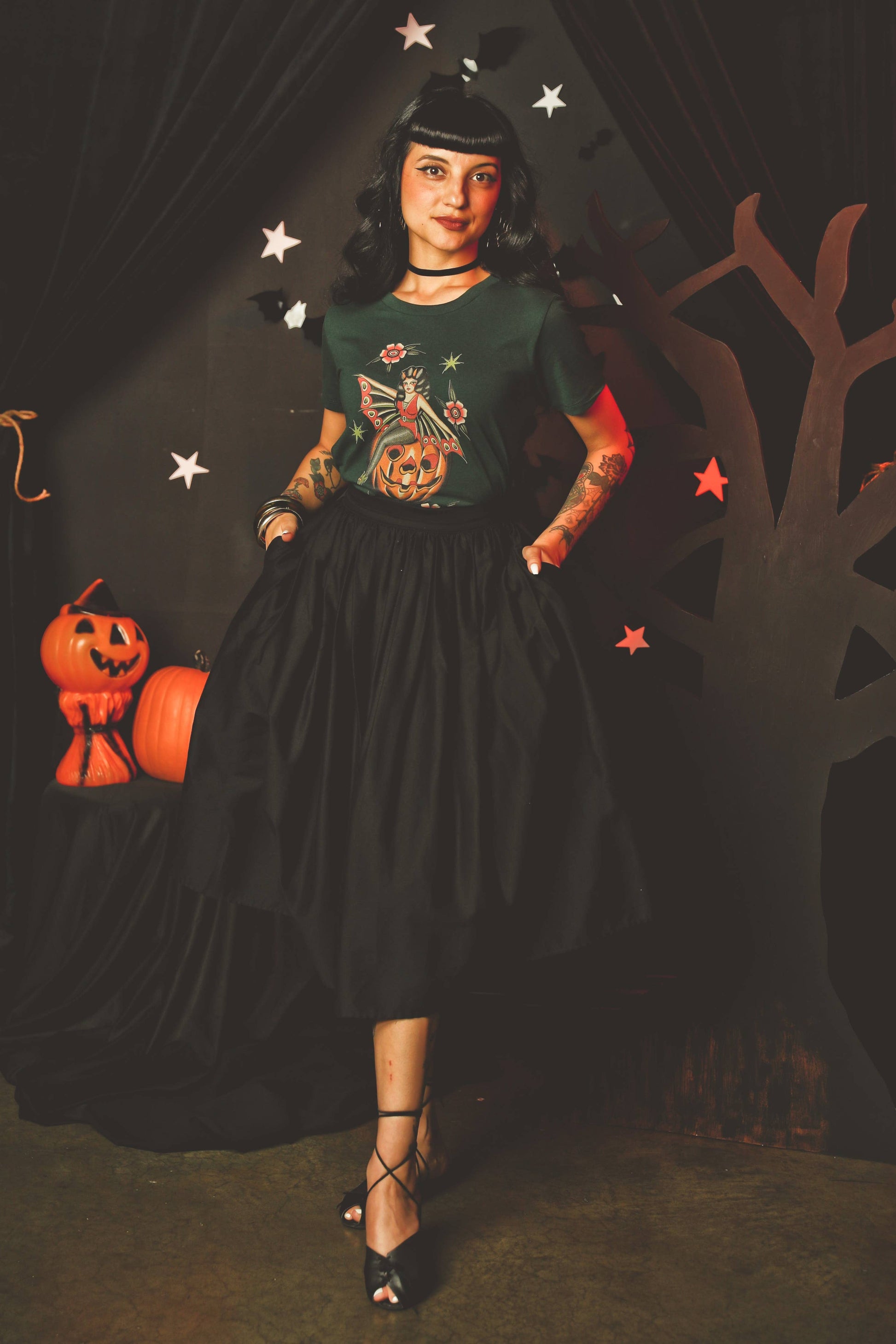 October Child Fitted Tee in Forest Green - SMALL Quirks!