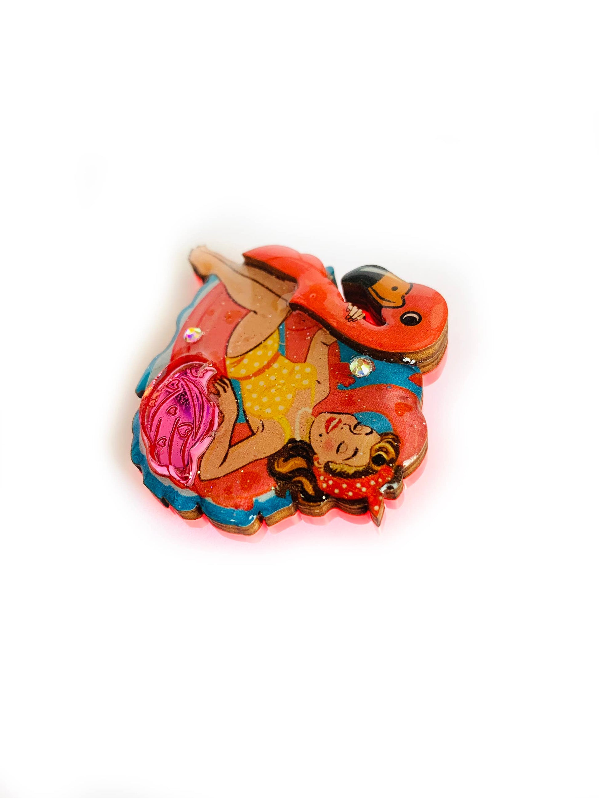 Frankie & the Flamingo Float Brooch by Rosie Rose Parker Quirks!
