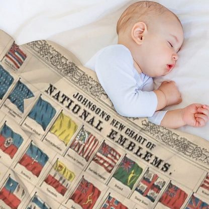 Vintage Flags of The World Chart Throw Blanket