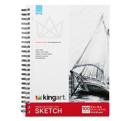 Sketch Paper Pad - Side Spiral - 9” x 12” - 100 Sheets