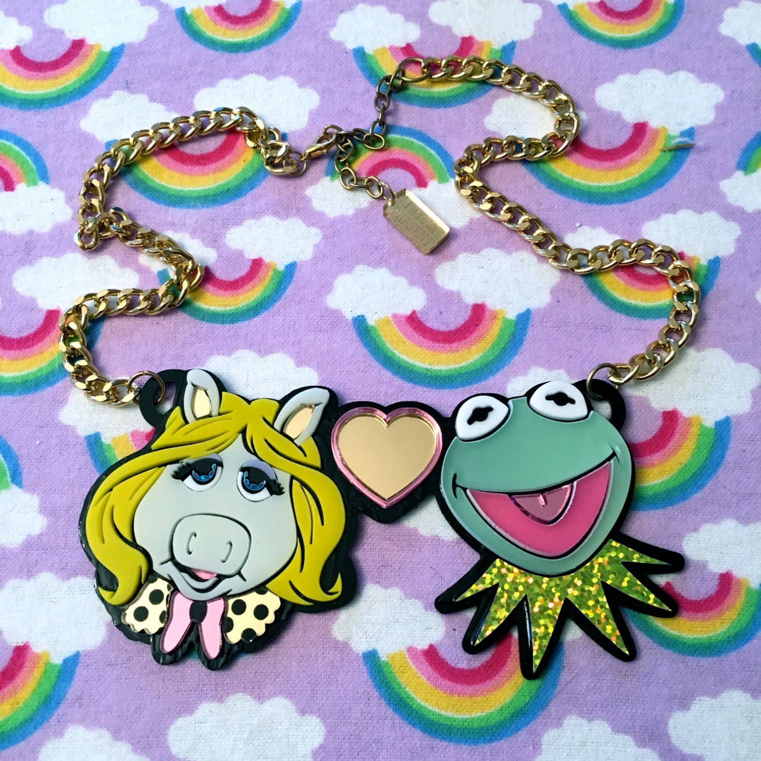 Miss Piggy Loves Kermit Laser Cut Acrylic Necklace Quirks!