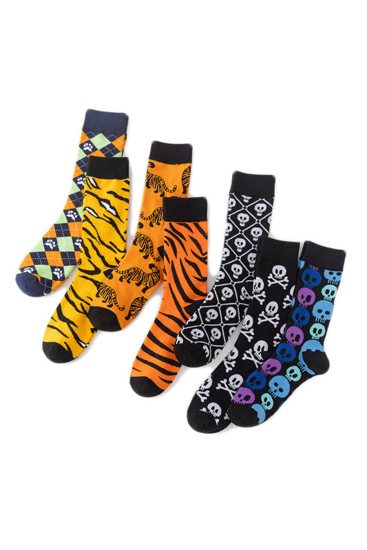 Black Halloween Skull & Crossbones Crew Socks Shewin