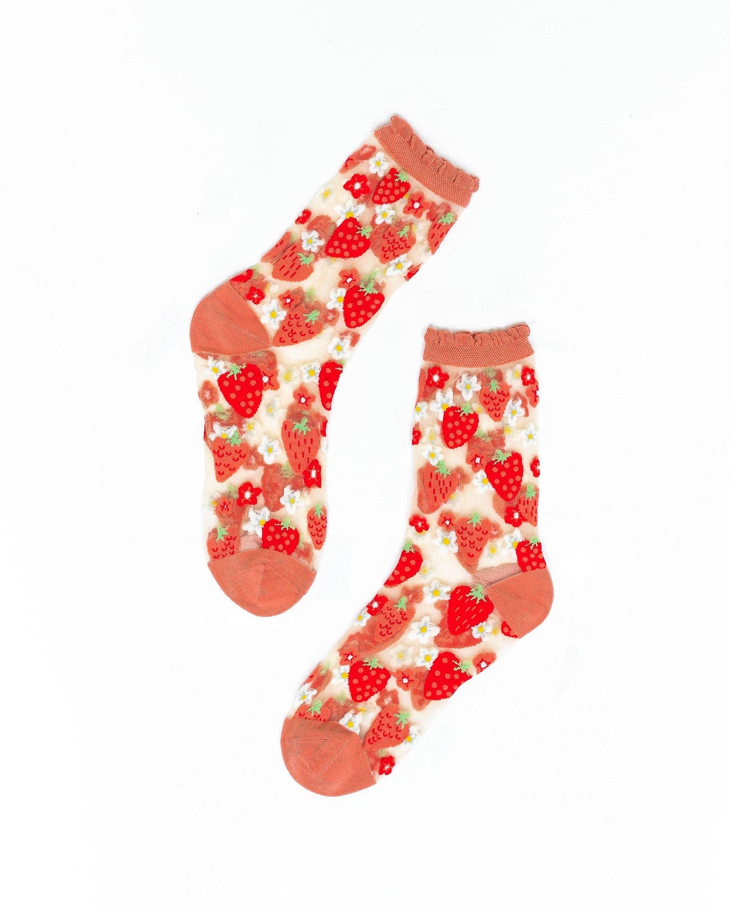 Strawberry Daisy Ruffle Sheer Crew Sock Quirks!