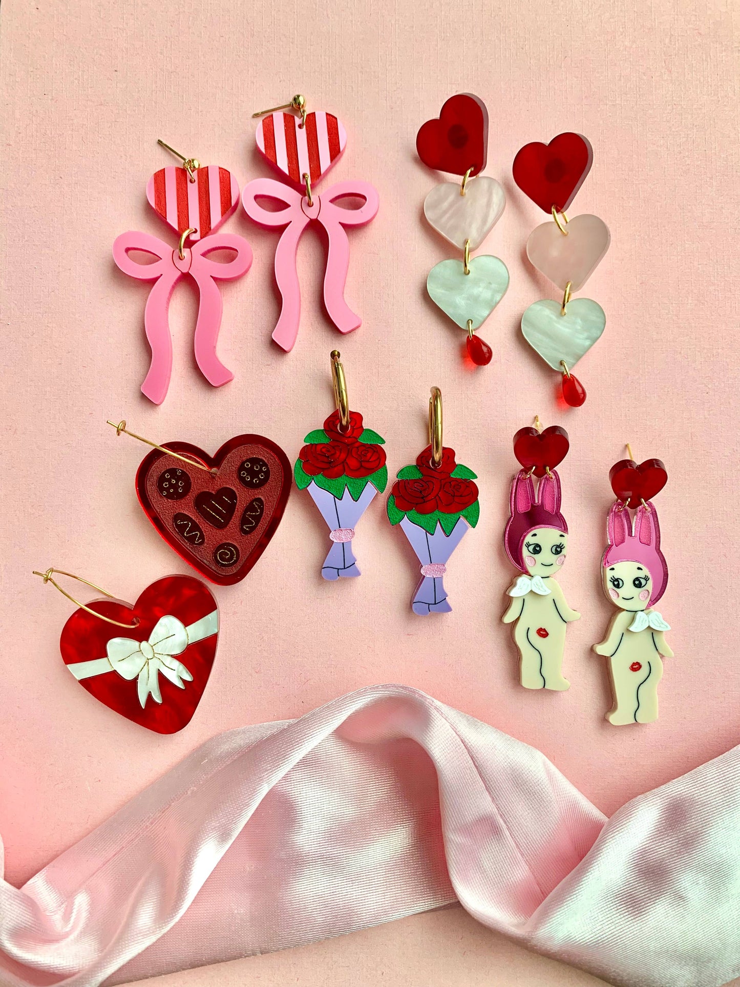 Bouquet of Roses Acrylic Earrings