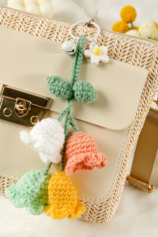 Meadow Mist Green Cute Crochet Flower Keychain Shewin
