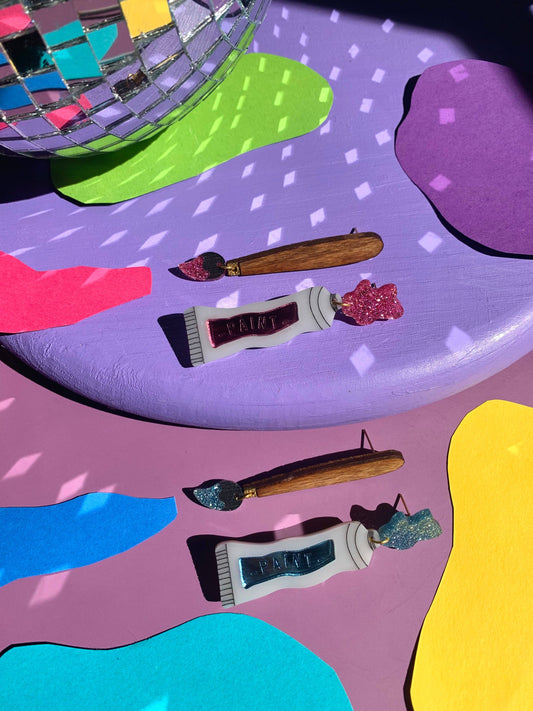 Paint Tube and Brush Statement Acrylic Earrings Quirks!