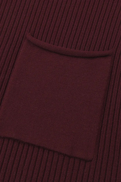 Gold Flame Patch Pocket Ribbed Knit Short Sleeve Sweater Shewin