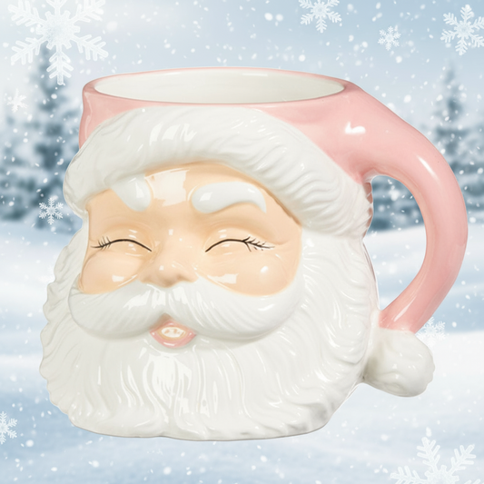 7.5" Ceramic Pink Santa Mug Container Quirks!
