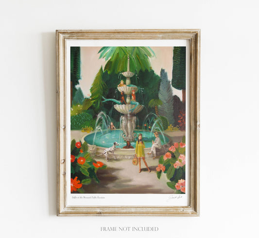 Selfie At The Mermaid Public Fountain Art Print - 8.5" X 11" by Janet Hill Quirks!