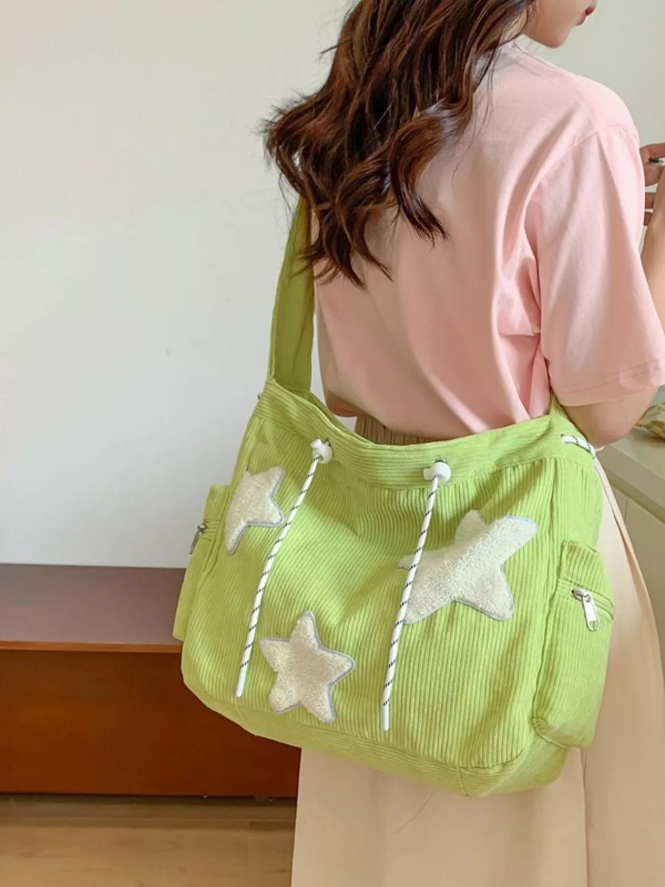 Corduroy Star Applique Casual Crossbody Bag - Creative Freedom Collective