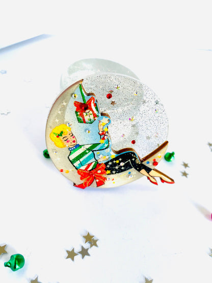 Moon Girl Christmas Brooch by Rosie Rose Parker Quirks!