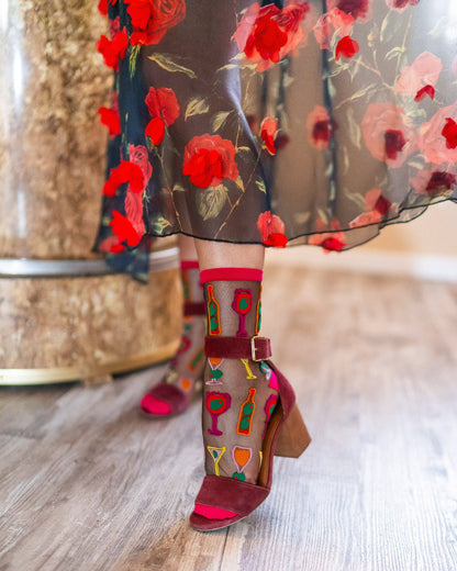 Cocktail Hour Black Sheer Crew Sock Quirks!