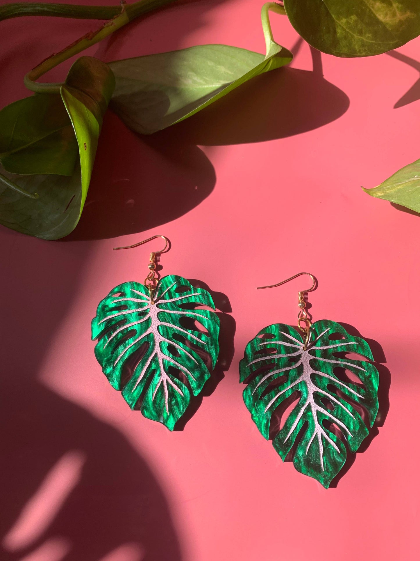 Monstera Leaf Acrylic Statement Earrings Quirks!