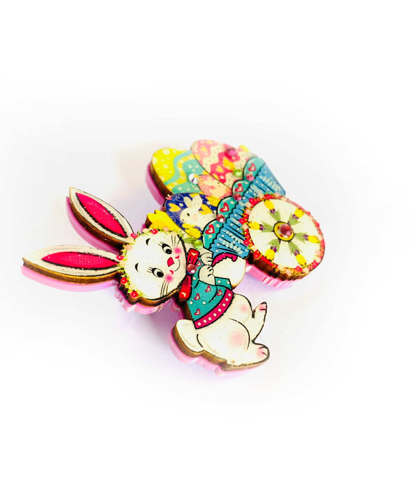 Benny Bunny and his Easter Egg Cart Brooch by Rosie Rose Parker Quirks!