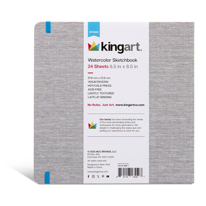 Hardcover Watercolor Paper Sketchbook - 8.5” x 8.5” - 24 Pages