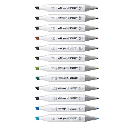 Double-Ended Alcohol Markers - 12 Landscape Colors