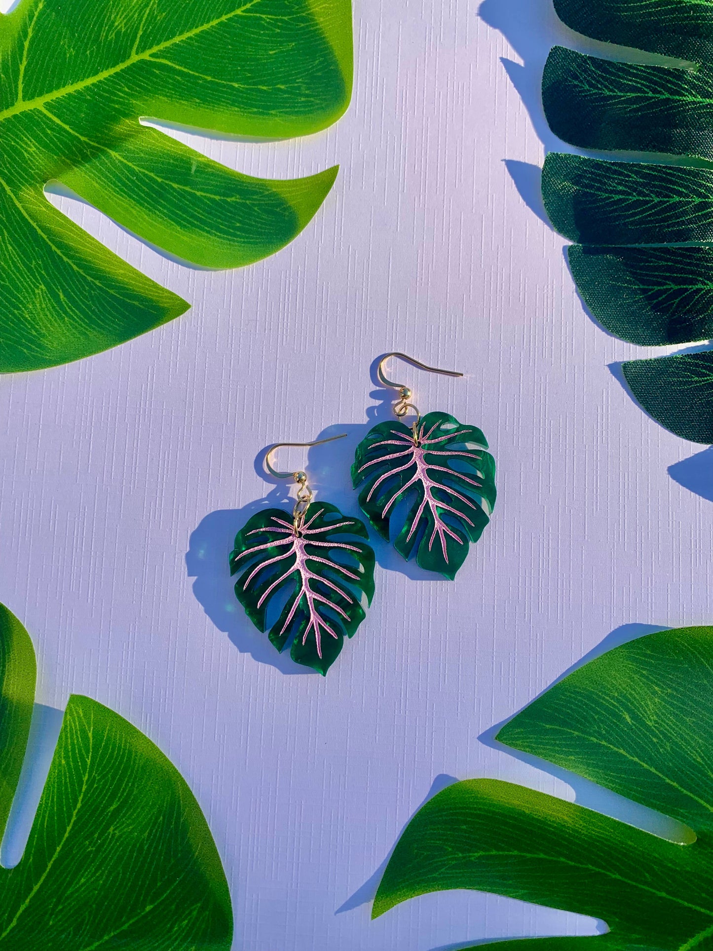 Mini Monstera Leaf Acrylic Earrings Quirks!
